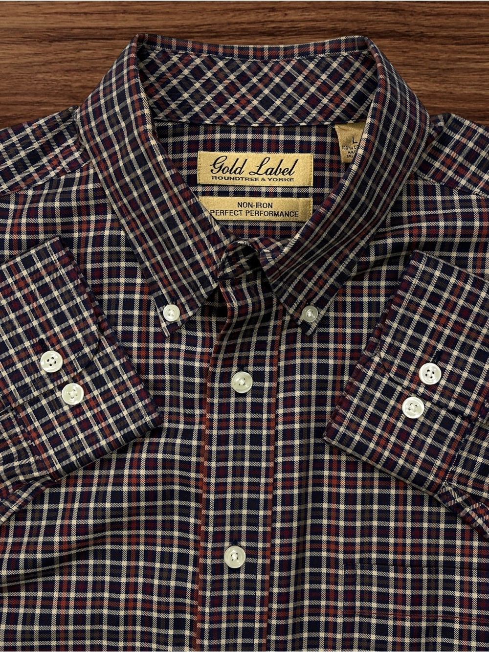 Roundtree & Yorke Gold Label Perfect Performance Woven Button Down Size Large